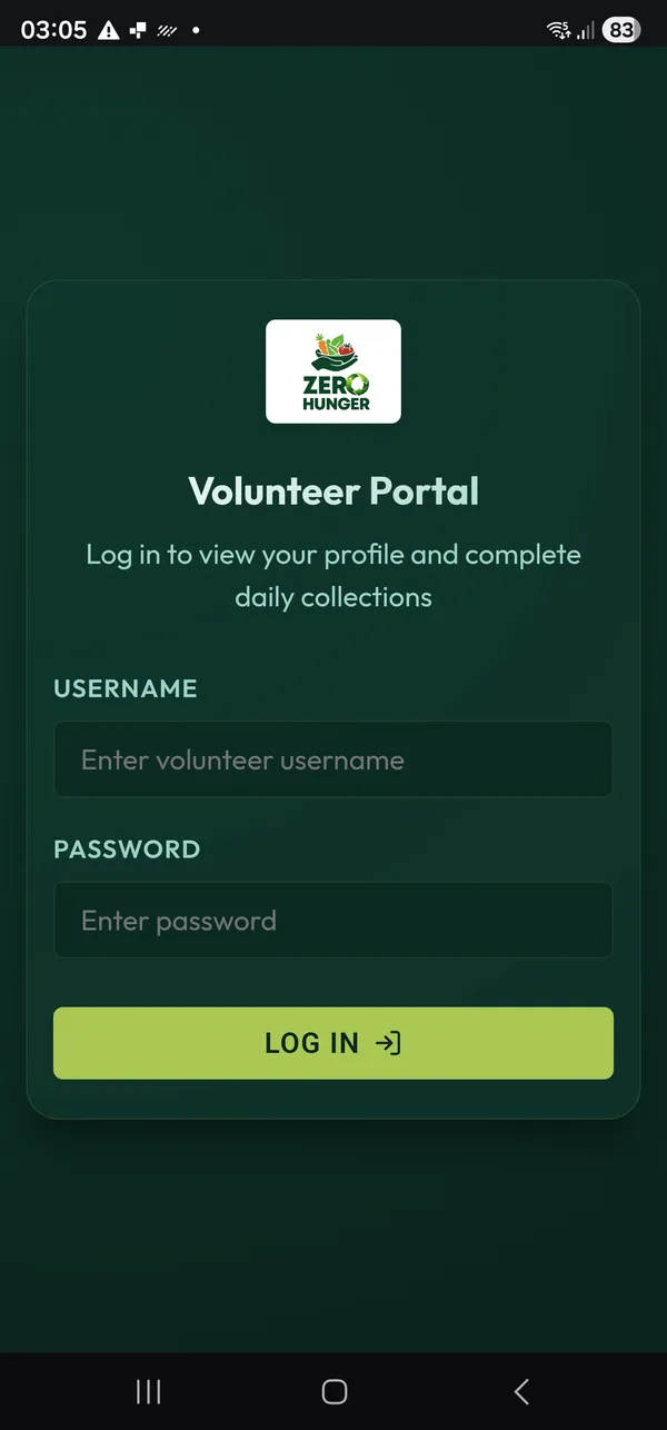 Volunteer App Login Interface View